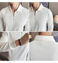 Textured Zip Polo Sweater