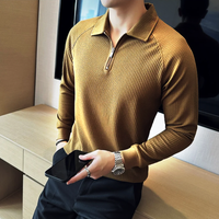 Textured Zip Polo Sweater